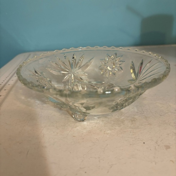 Anchor‎ Hocking clear cut crystal Star of David footed  bowl - Picture 5 of 10